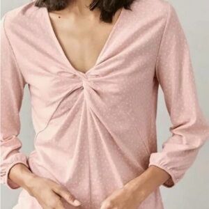 Garnet Hill Pink Twist-Front Pajama Top